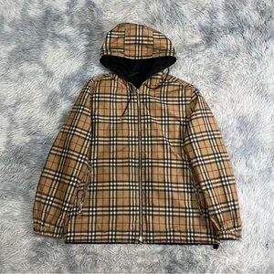 Burberry Tan Plaid Hooded Jacket